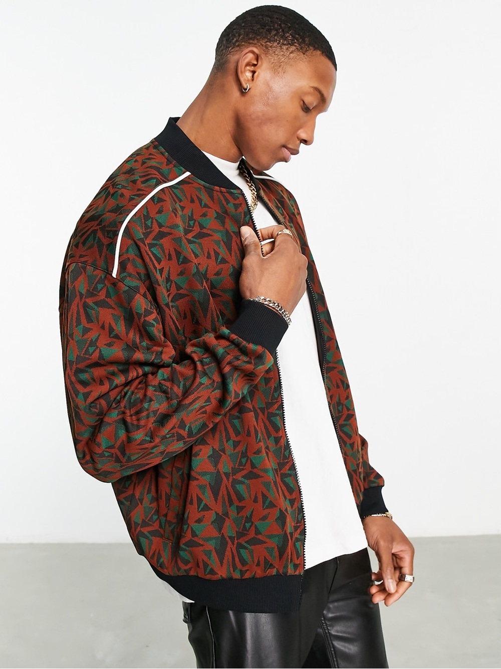 ASOS DESIGN Oversized Jacquard Track Jacket – 2XL